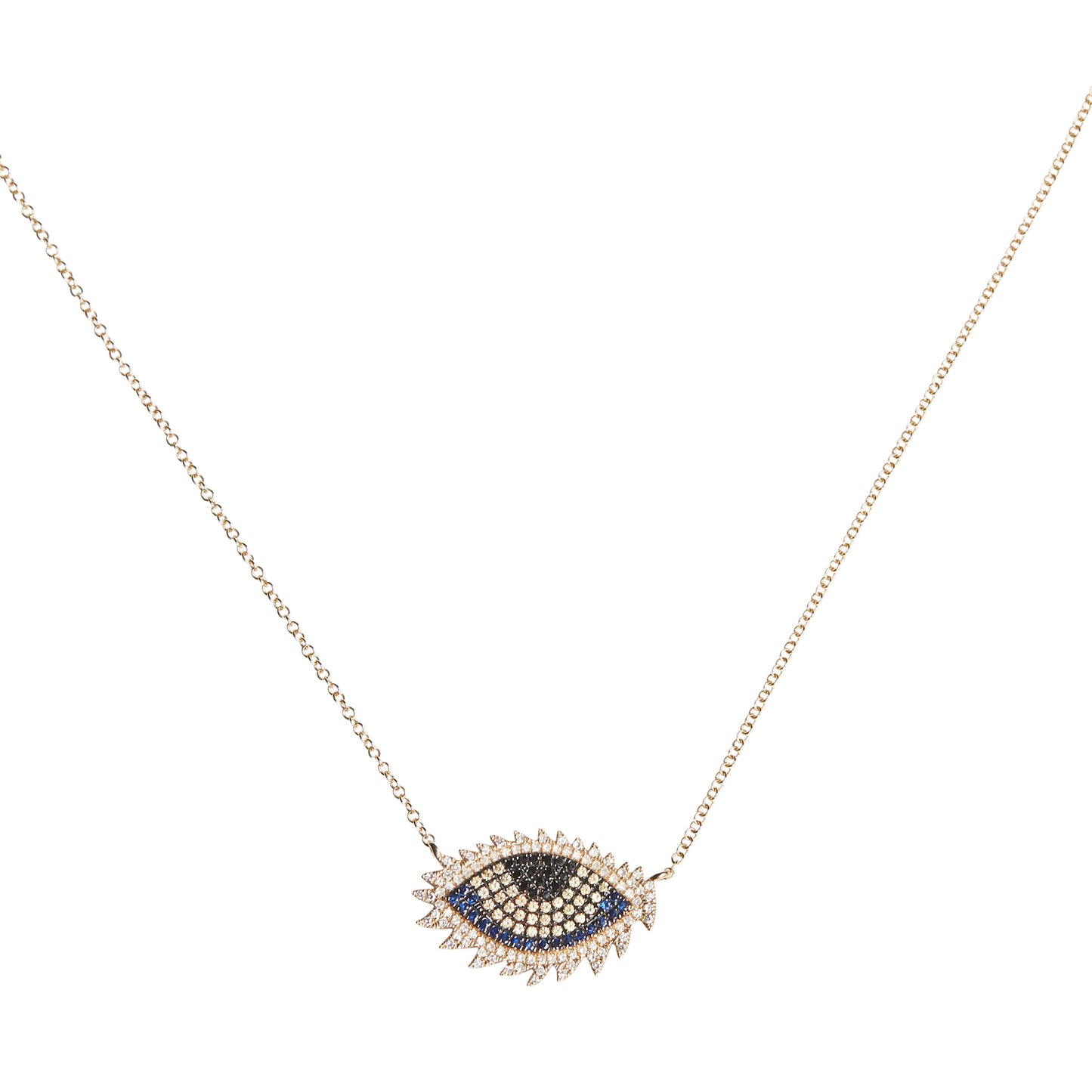 Jagged Multi Sapphire Evil Eye Necklace