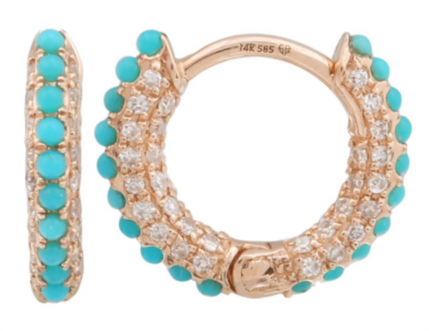 Turquoise and Diamond Huggie