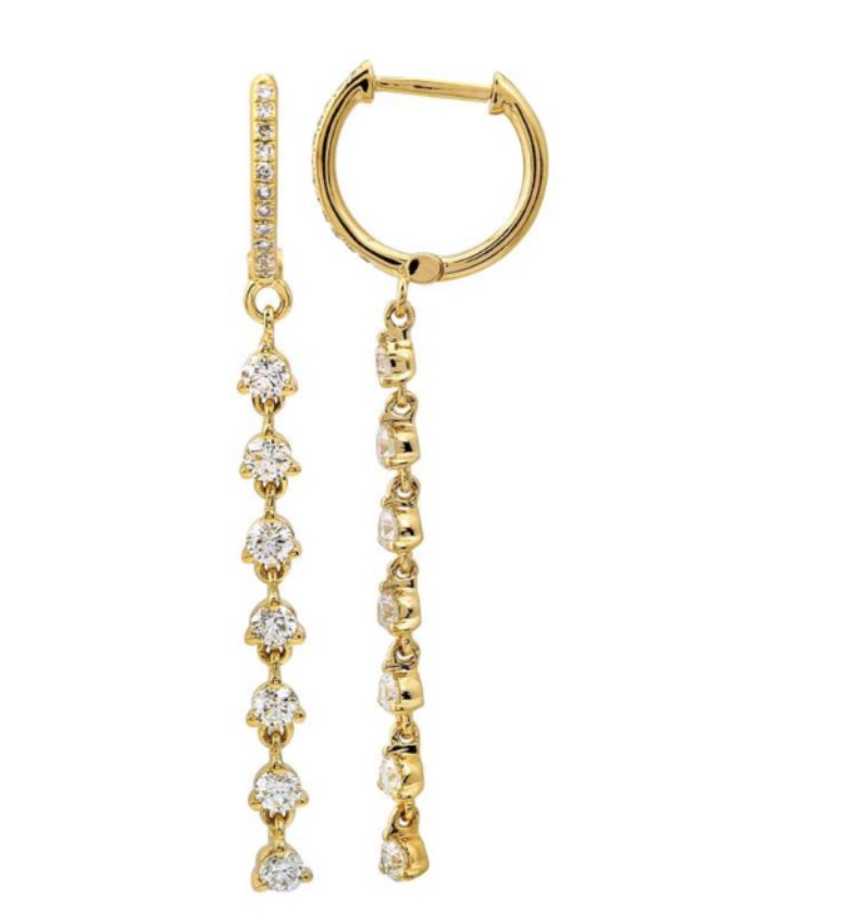 Diamond Huggie with 3-Prong Diamond Drop