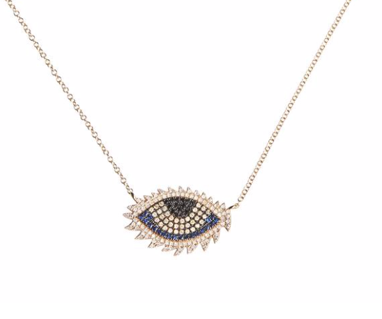 Jagged Multi Sapphire Evil Eye Necklace