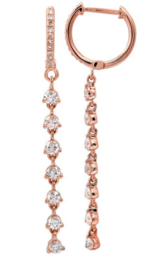 Diamond Huggie with 3-Prong Diamond Drop