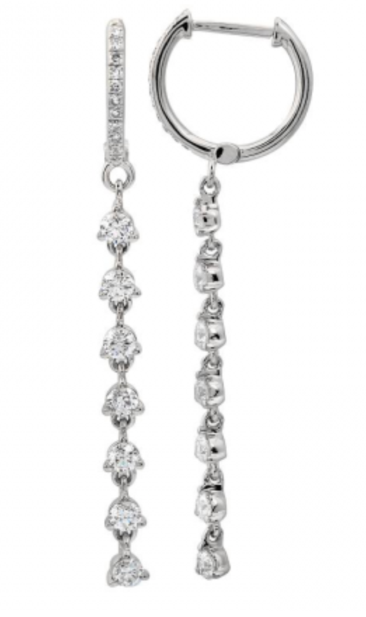 Diamond Huggie with 3-Prong Diamond Drop
