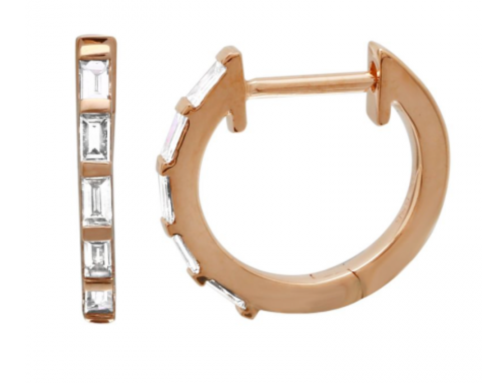 Diamond Emerald Cut Huggie