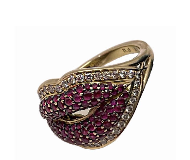 Ruby and Diamond Lips Ring