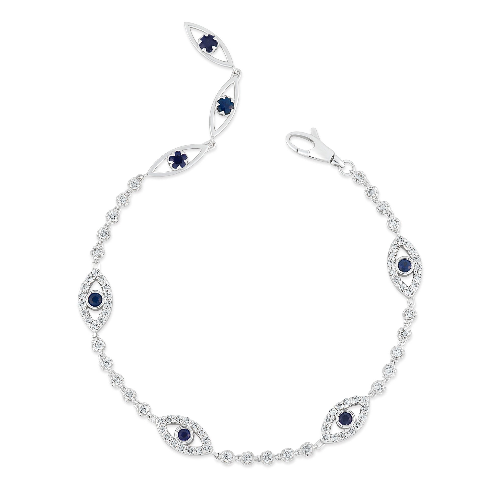 Evil Eye Bracelet With Sapphire Center