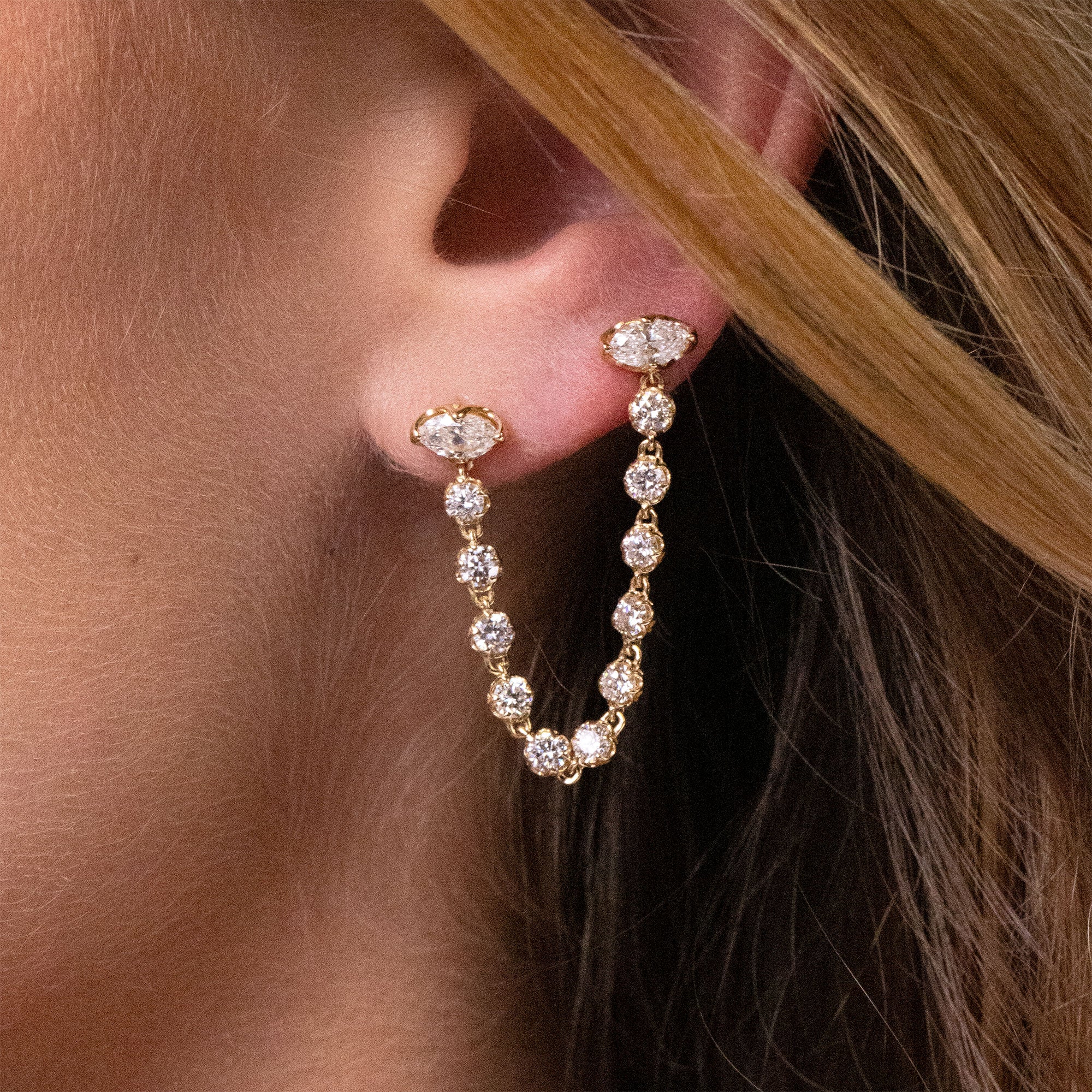 Double Pierce Marquis Lacy Earring