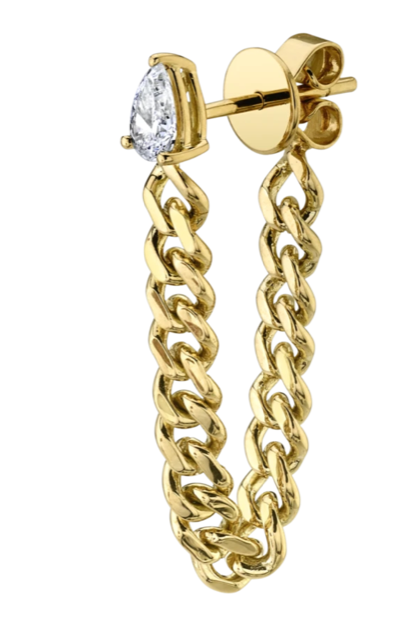 Marquis Diamond with Chain Link Connector Earring