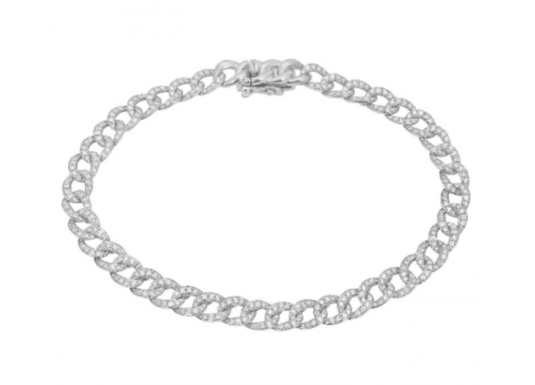 Full Pave Diamond Chain Link Bracelet - small
